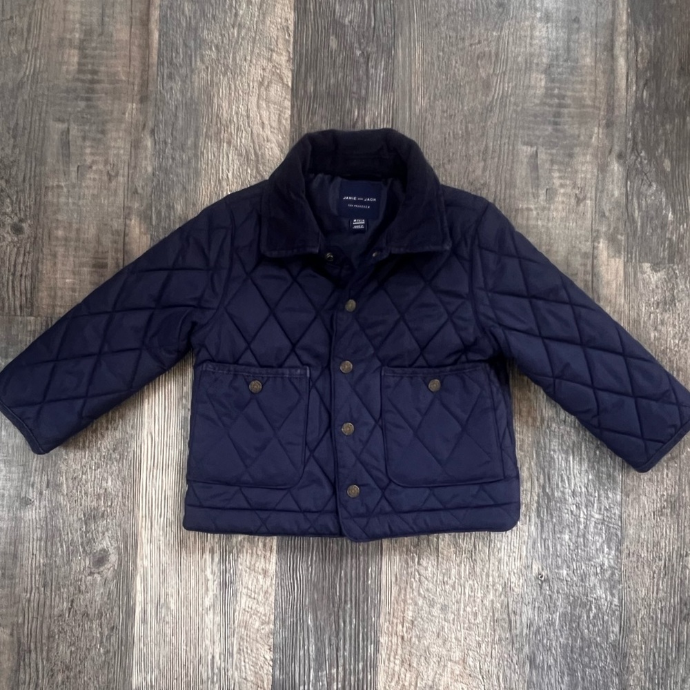 Janie and Jack Dark Blue Quilted Puffer Jacket